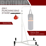HOMCOM Free-Standing Speed Bag Platform with Adjustable Height – Steel Boxing Punch Bag Stand for Home Training