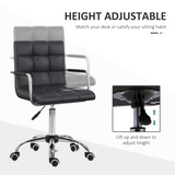 Vinsetto Mid Back PU Leather Home Office Chair with Armrests, Swivel Wheels and Adjustable Height, Black