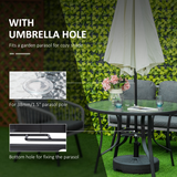 Outsunny 106cm Round Tempered Glass Garden Dining Table with Parasol Hole – Steel Frame Patio Furniture