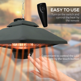 Outsunny 2kW Electric Hanging Patio Heater with LED Halogen Light and Remote – Outdoor Heating, Black
