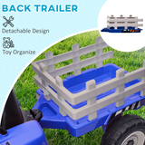 HOMCOM Ride-On Tractor with Detachable Trailer, Remote Control & Music – Kids Electric Toy, Blue