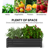 Outsunny 120 x 120cm Galvanised Steel Raised Garden Bed – Modular Planter Kit for Flowers and Vegetables, Grey