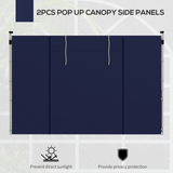 Outsunny 3x3m / 3x6m Pop Up Gazebo Side Panels, 2-Pack with Windows & Zipped Doors – Replacement Set, Blue