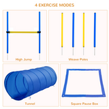 Pawhut Dog Agility Training Set with Poles, Adjustable Hurdle & Tunnel – Pet Play, Run & Jump Equipment