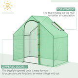 Outsunny Walk-In Portable Mini Greenhouse with Steel Frame, Window and Door – Plant Grow House, Green