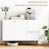 HOMCOM White Sideboard with Adjustable Shelves & Cupboard Storage – Multi-Use Storage Cabinet