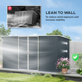 Outsunny 11 x 5.6ft Galvanised Metal Garden Shed with Lockable Door & Sloped Roof – Tool Storage, Cold Grey