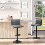 HOMCOM Set of 2 PU Leather Adjustable Bar Stools with Footrest – Swivel Counter Seating, Grey