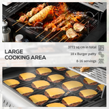 Outsunny Dual Fuel BBQ Grill with Wheels, Warming Racks and Thermometer – Gas and Charcoal Barbecue, Black