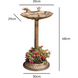 GardenKraft Clam Shell Bird Bath with Built-in Base Planter – Weatherproof Freestanding Garden Ornament