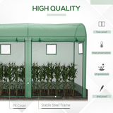 Outsunny Walk-In Greenhouse with 2 Roll-Up Doors & 4 Windows – 3 x 1 x 2m Steel Frame Plant Growing Tunnel