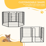 Pawhut 8-Panel Metal Pet Playpen for Dogs and Puppies – Folding Indoor and Outdoor Run Fence with Lockable Door