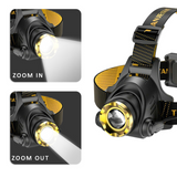 USB Rechargeable LED Headlamp with 3 Light Modes & Zoomable Beam – Camping Head Torch, Car Charger & Cable