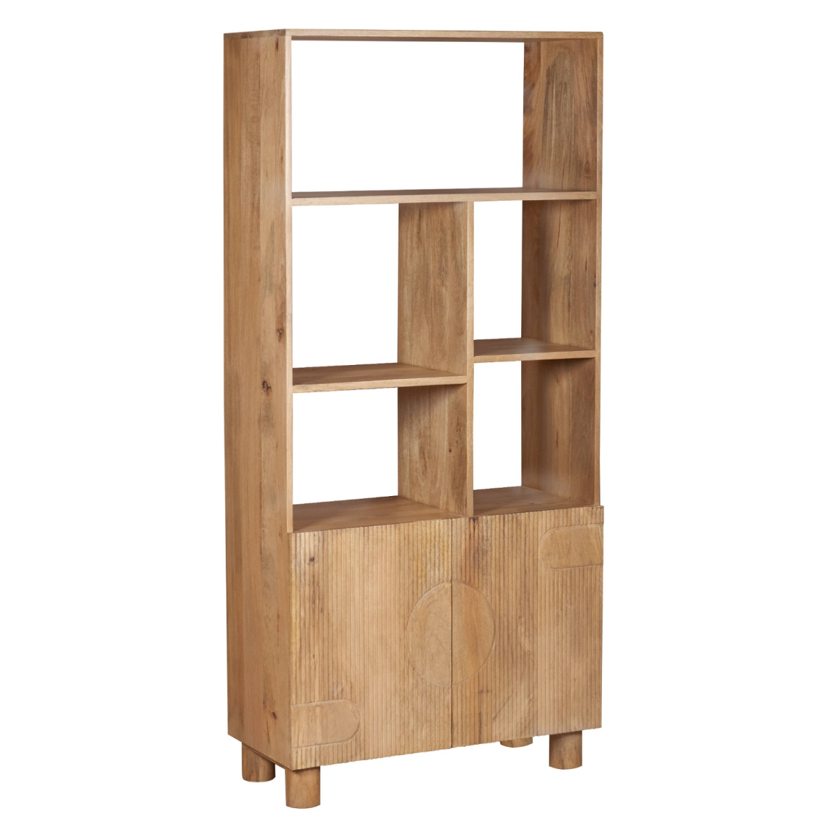 Austin Solid Wood Bookcase with Multiple Shelves – Natural Grain Storage & Display Unit for Any Room