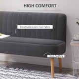 HOMCOM Modern 2-Seater Linen-Look Loveseat Sofa with Solid Wood Legs – Dark Grey