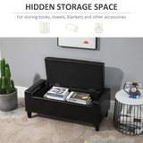 HOMCOM Deluxe Tufted PU Leather Storage Ottoman Bench with Hidden Storage – Footrest and End-of-Bed Seat