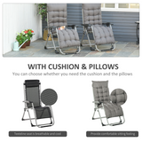 Outsunny 2-Piece Zero Gravity Reclining Chair Set with Cushions – Folding Garden Lounger, Dark Grey
