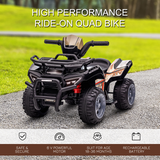 Kids Ride-On Four Wheeler ATV with Music and Large Tyres – Electric Quad for Ages 18-36 Months, Black
