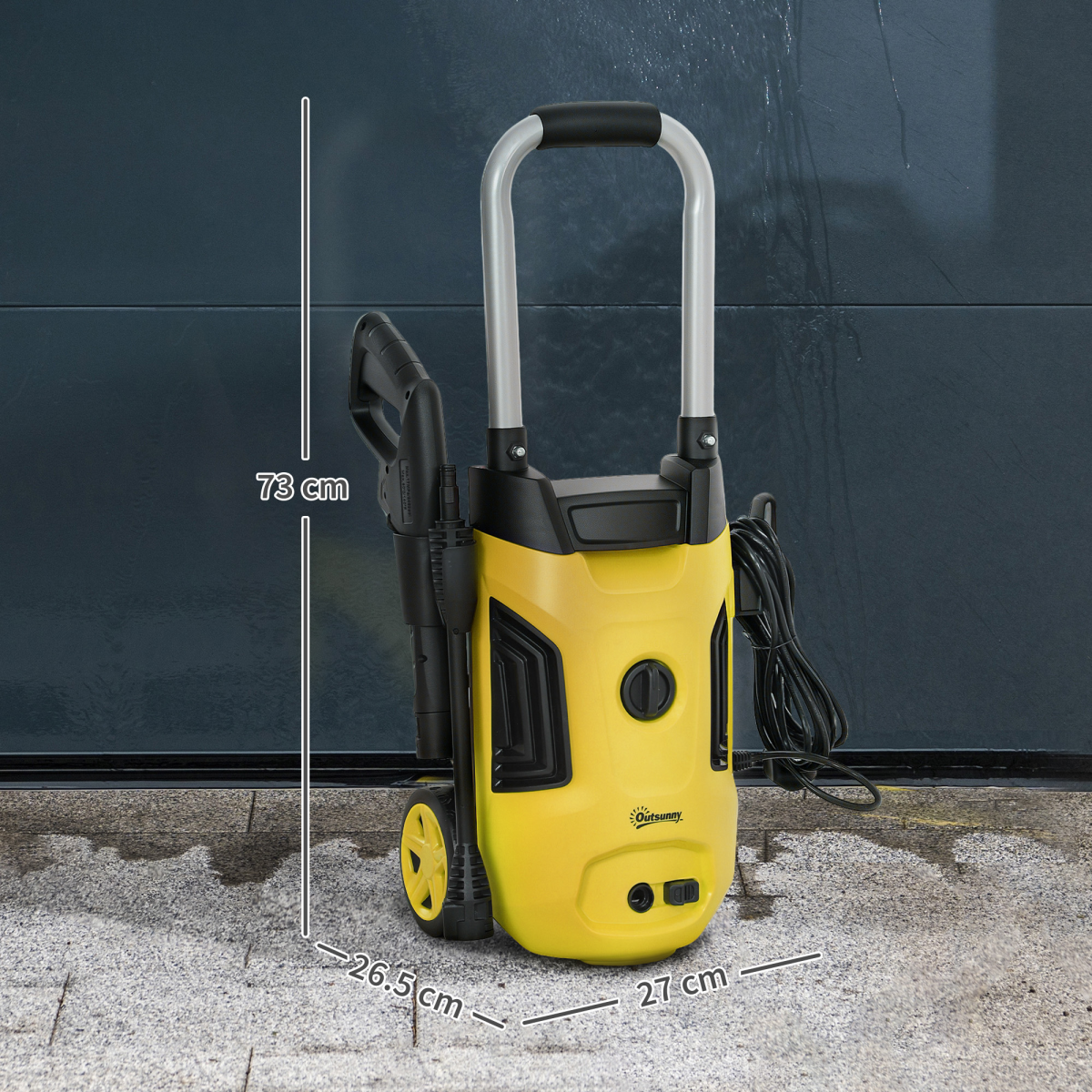 1800W High Pressure Washer with Snow Foam Bottle, 150 Bar, 6m Hose – Car and Patio Cleaner, Yellow