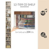 Tall 12-Tier CD & DVD Storage Tower – Holds 204 CDs, Blu-rays & Games, Pine Effect