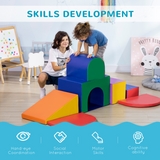 HOMCOM 7-Piece Kids Foam Soft Play Set with Climbing Shapes – Toddler Playroom Climber