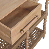 Artisan Furniture Solid Wood Savoy Bobbin Console Table with Jute Shelves & 2 Drawers – Hallway, Beige