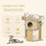 Pawhut Cat Tree Tower with Jute Scratching Pad, Toy Ball & Cat House – Multi-Level Climbing Centre, Coffee