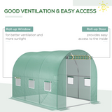 Outsunny 10 x 7ft Greenhouse Replacement Cover with Roll-Up Door & 6 Windows – Tunnel Greenhouse Cover