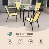 Outsunny Set of 4 Stackable Garden Dining Chairs with High Back & Armrests – Mesh Patio Seating, Beige
