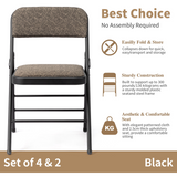2 Black Patterned Padded Folding Chairs with Soft Seat and Frosted Iron Frame – Conference and Event Seating