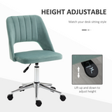 Vinsetto Swivel Office Chair with Velvet-Feel Upholstery, Scallop Shape & High Back – Home Desk Chair, Green