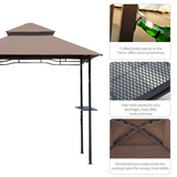 BBQ Grill Gazebo with Double Layered Canopy, Storage Shelves & Bottle Opener – Garden Party Shelter, Coffee