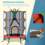 HOMCOM Kids Trampoline with Enclosure Net and Zipped Door – Bungee Design, Indoor Outdoor, Ages 3-10
