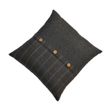 Artisan Furniture Quinn Pewter Tweed & Black Button Cushions, Set of 2 – Wool-Texture Scatter Cushions