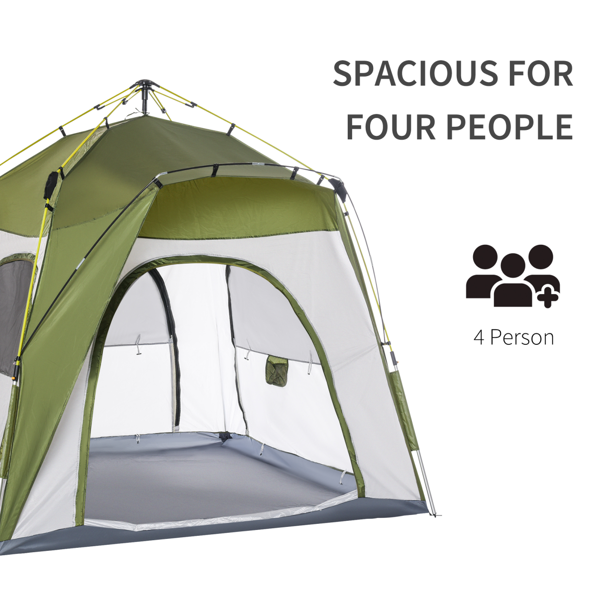 Outsunny 4 Man Pop Up Tent with Automatic Hydraulic Frame – Dome Camping Shelter for Festivals & Hiking