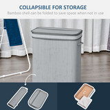HOMCOM 100L Bamboo Laundry Basket with Flip Lid and Removable Lining – Water-Resistant Hamper, Grey
