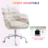 Vinsetto Fluffy Faux Fur Unicorn Desk Chair with Armrests – Padded Swivel Chair for Bedrooms & Playrooms