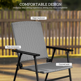Outsunny Set of 4 Foldable Rattan Garden Chairs with Armrests and Steel Frame – Patio Seating, Grey