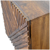 Artisan Furniture Solid Wood Lille Bedside Table with 2 Hand-Carved Drawers – Chestnut, Brown