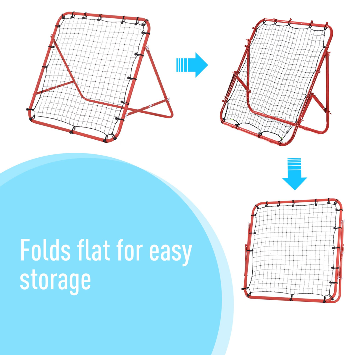 HOMCOM Football Rebounder Net with Adjustable Angle & 20 Elastic Cords – Kids & Adults Training Goal