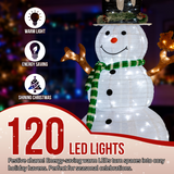 1.2m Pre-Lit Pull-Up Snowman & Squirrel Christmas Decoration with 120 White LEDs – Indoor & Outdoor Yard Decor