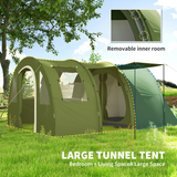5-6 Person Two Room Camping Tent with 2000mm Waterproof Rating & Carry Bag – Family Tent, Green