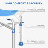 HOMCOM Adjustable Shower Stool with Padded Seat & Suction Foot Pads – Aluminium Bath Seat for Seniors