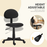 HOMCOM Armless Office Chair with Adjustable Height and 360° Swivel Wheels – Padded Desk Chair, Black