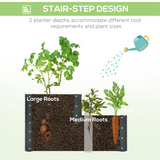 Outsunny 2 Tier Galvanised Steel Raised Garden Bed Planter Box – Open-Bottom Planter for Herbs & Flowers, Dark Grey