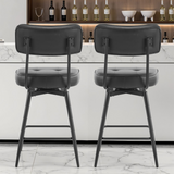 Set of 2 Black PU Leather Swivel Bar Stools with Button-Tufted Backrest & Footrest – Kitchen Island Seating