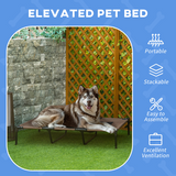 Pawhut Elevated Dog Bed with Breathable Oxford Fabric & Storage Bag – Portable Raised Pet Cot, Brown