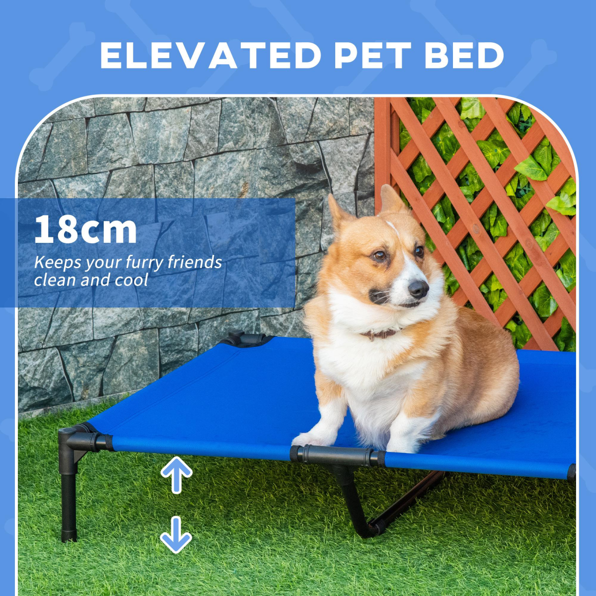 PAWHUT Elevated Pet Bed with Metal Frame – Foldable Cooling Cot for Dogs and Cats, Indoor and Outdoor