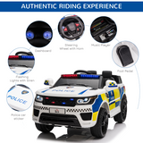HOMCOM 12V Kids Electric Ride-On Police Car with Remote Control, Siren and Bluetooth – For 3-6 Years