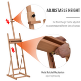 Vinsetto H-Frame Studio Easel with Height-Adjustable Canvas Holder and Storage Tray – Beech Wood Artist Easel